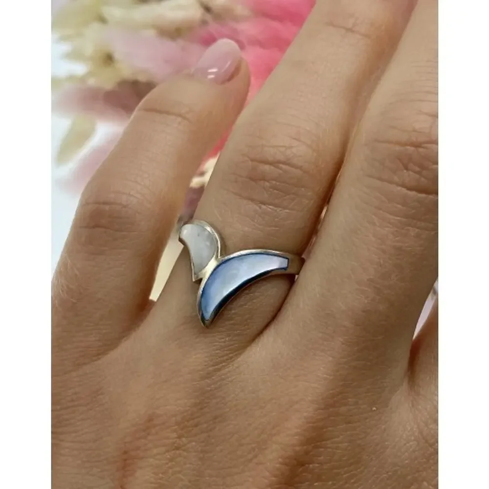 925 Sterling Silver Mother Of Pearl Ring Size 6